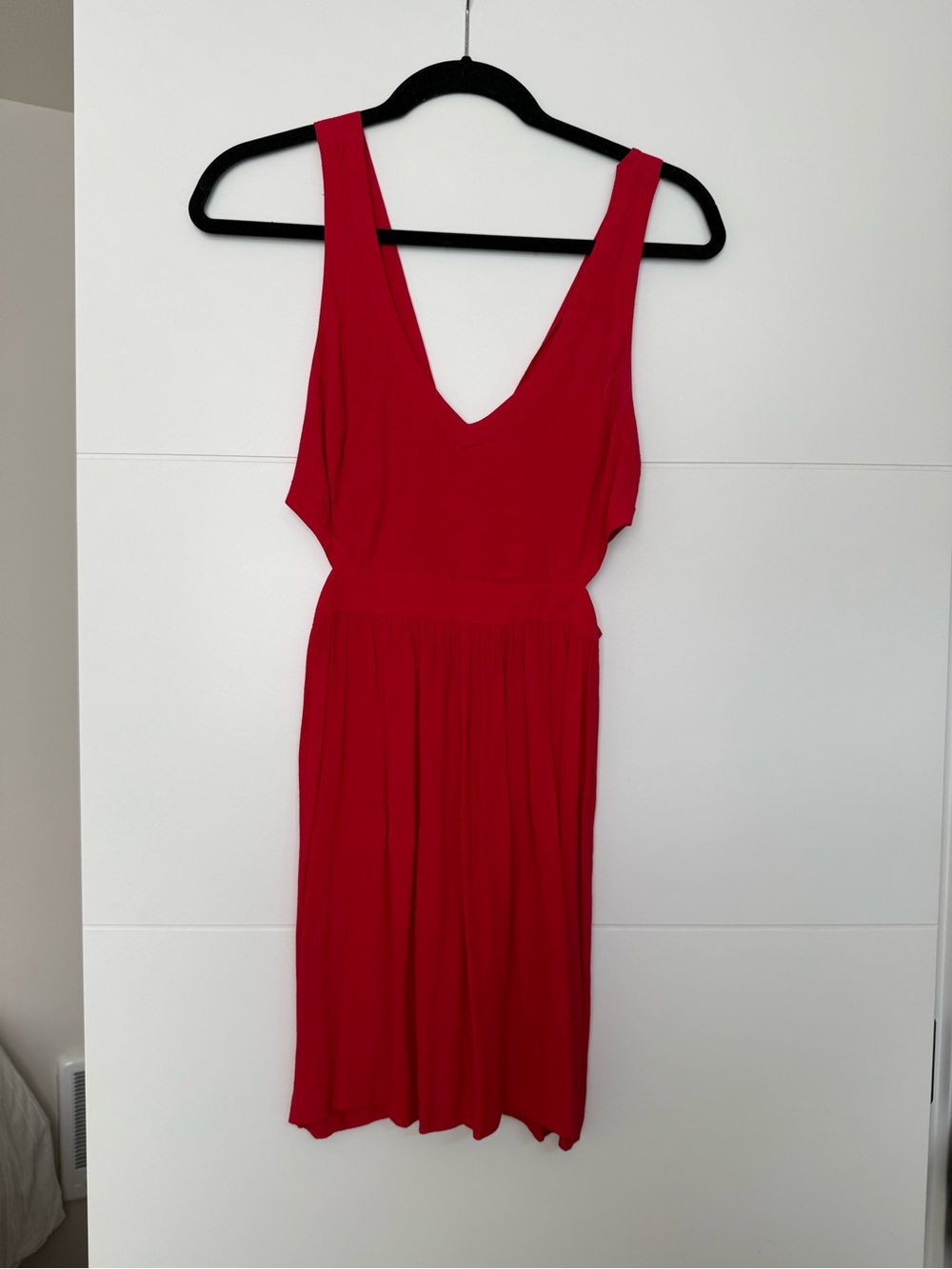 Red Rayon Lined Women's Dress